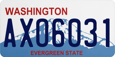 WA license plate AXO6031