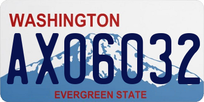 WA license plate AXO6032