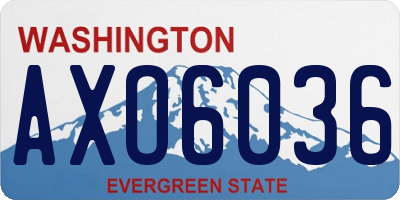 WA license plate AXO6036