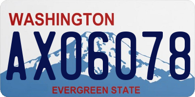 WA license plate AXO6078