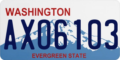 WA license plate AXO6103