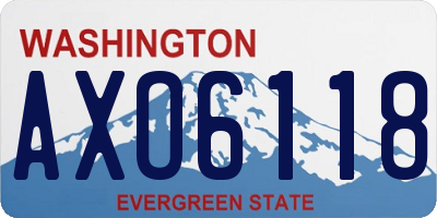 WA license plate AXO6118