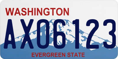 WA license plate AXO6123