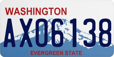 WA license plate AXO6138