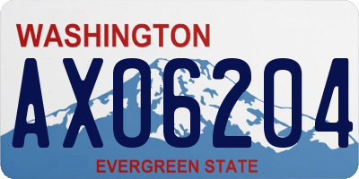 WA license plate AXO6204