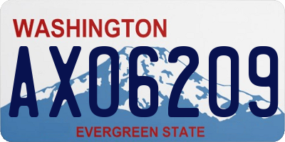 WA license plate AXO6209