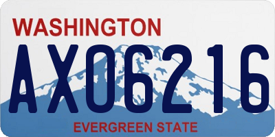 WA license plate AXO6216