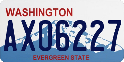 WA license plate AXO6227