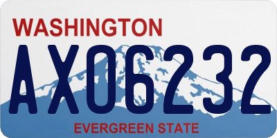 WA license plate AXO6232