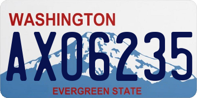 WA license plate AXO6235