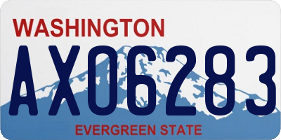 WA license plate AXO6283