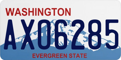 WA license plate AXO6285