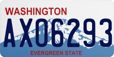 WA license plate AXO6293