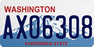 WA license plate AXO6308