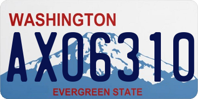 WA license plate AXO6310
