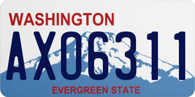 WA license plate AXO6311