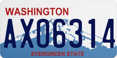 WA license plate AXO6314
