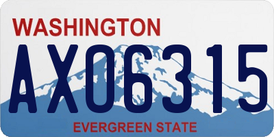 WA license plate AXO6315