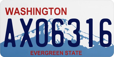 WA license plate AXO6316