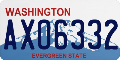 WA license plate AXO6332