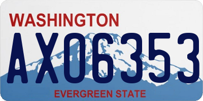 WA license plate AXO6353