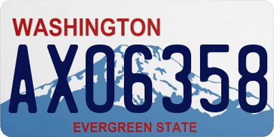 WA license plate AXO6358
