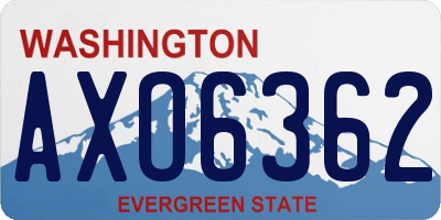 WA license plate AXO6362