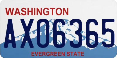 WA license plate AXO6365