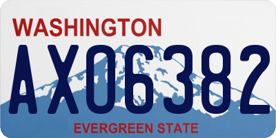 WA license plate AXO6382