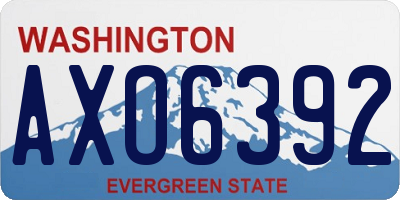 WA license plate AXO6392