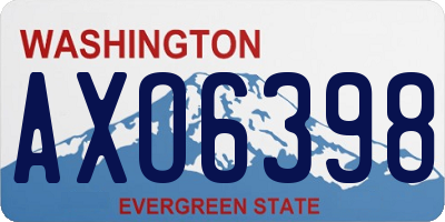 WA license plate AXO6398