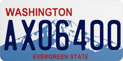 WA license plate AXO6400
