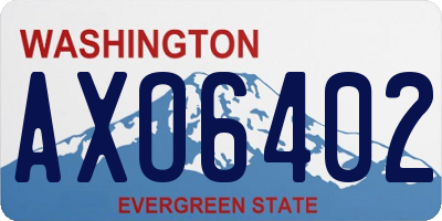WA license plate AXO6402