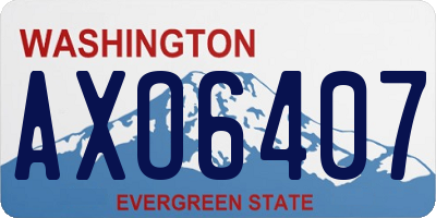 WA license plate AXO6407