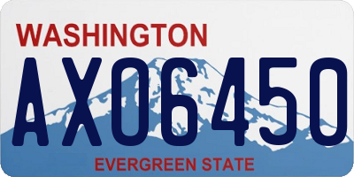 WA license plate AXO6450