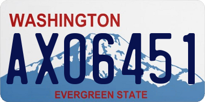 WA license plate AXO6451