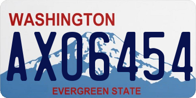 WA license plate AXO6454