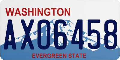 WA license plate AXO6458