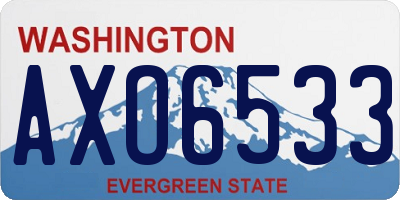 WA license plate AXO6533