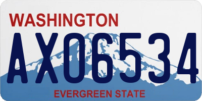 WA license plate AXO6534