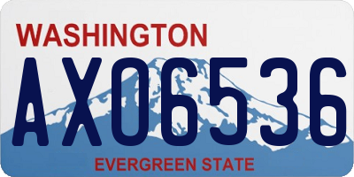 WA license plate AXO6536
