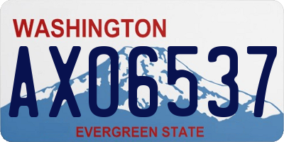 WA license plate AXO6537