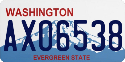 WA license plate AXO6538
