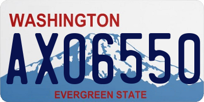 WA license plate AXO6550