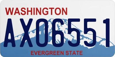 WA license plate AXO6551