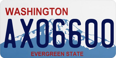 WA license plate AXO6600