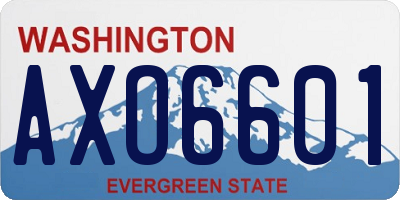 WA license plate AXO6601