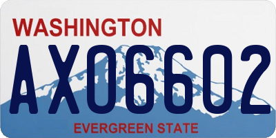 WA license plate AXO6602