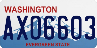 WA license plate AXO6603