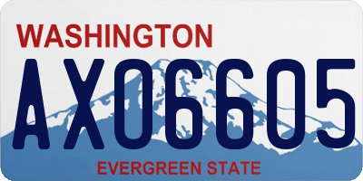 WA license plate AXO6605